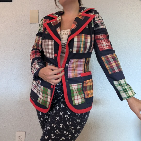 1970s Patches Patchwork Cotton Blazer